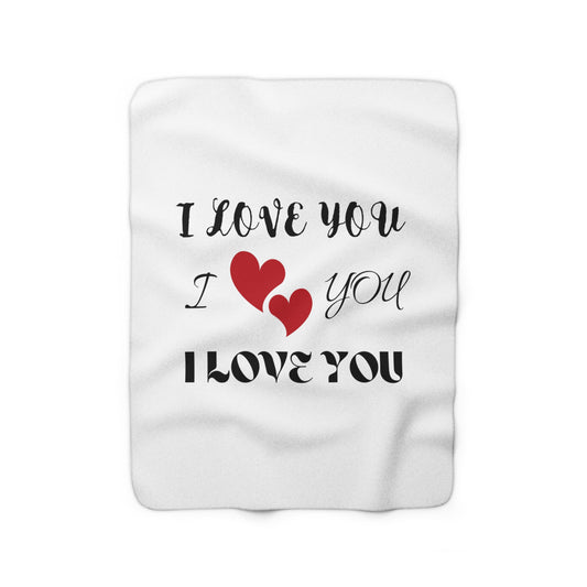 I LOVE YOU - Sherpa Fleece Blanket (50 x 60 inches) Perfect size for cuddling couples!