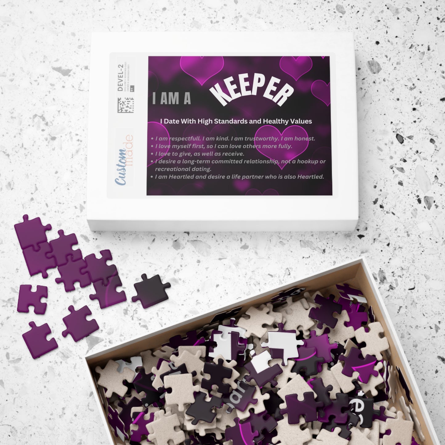 Puzzle - I Am a Keeper! On Purple Hearts (500-piece)