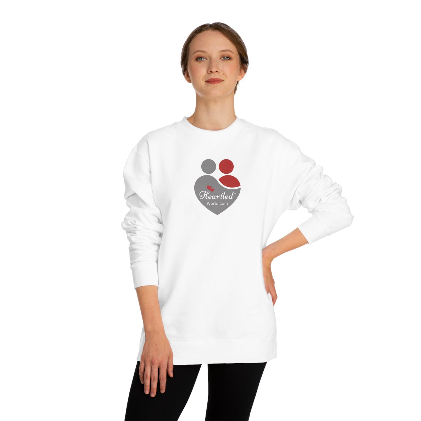 Unisex Crew Neck Sweatshirt - FRONT: Heartled Logo  BACK: What Your Heart Brings: Love, Peace, Inspiration, and more.