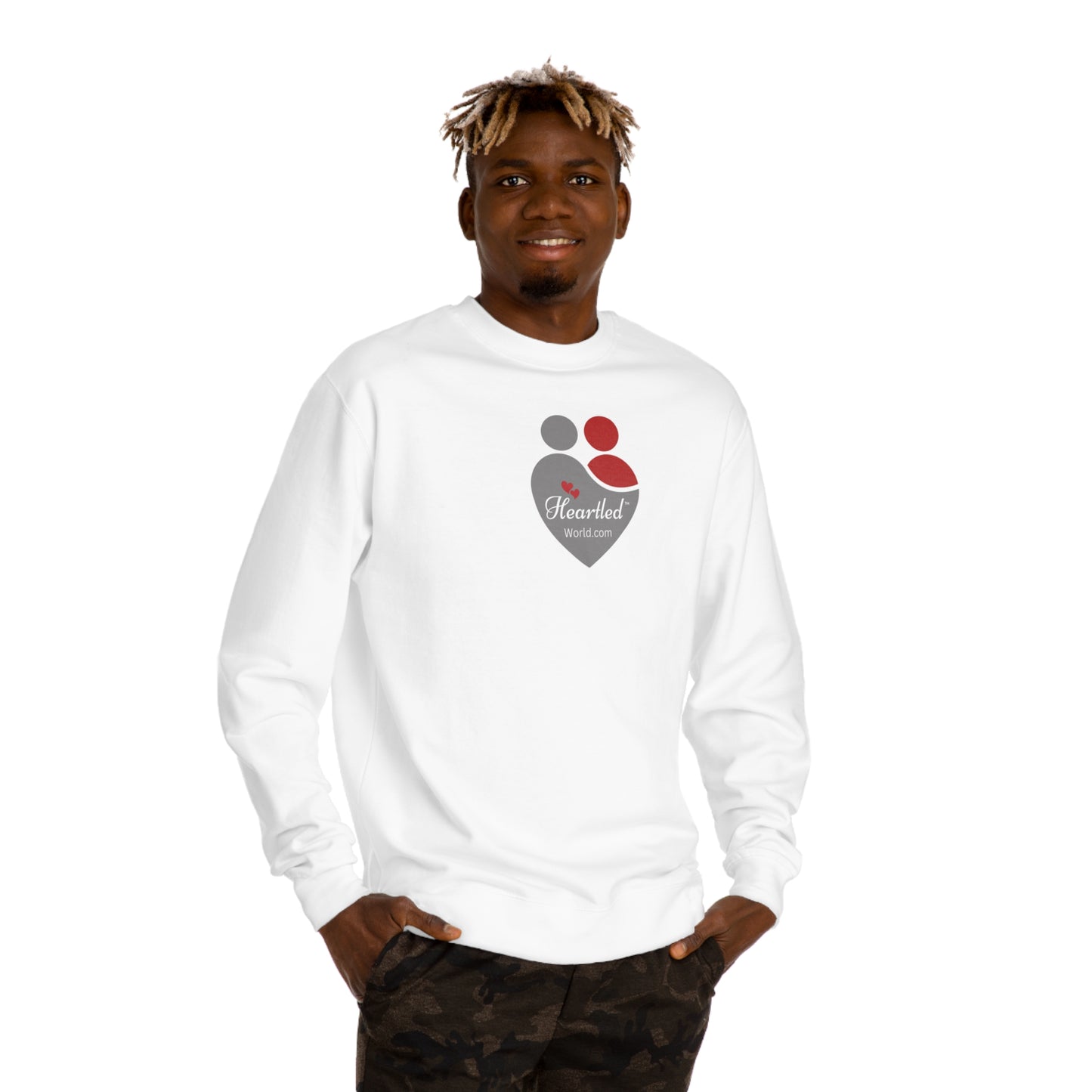 Unisex Crew Neck Sweatshirt - FRONT: Heartled Logo  BACK: What Your Heart Brings: Love, Peace, Inspiration, and more.