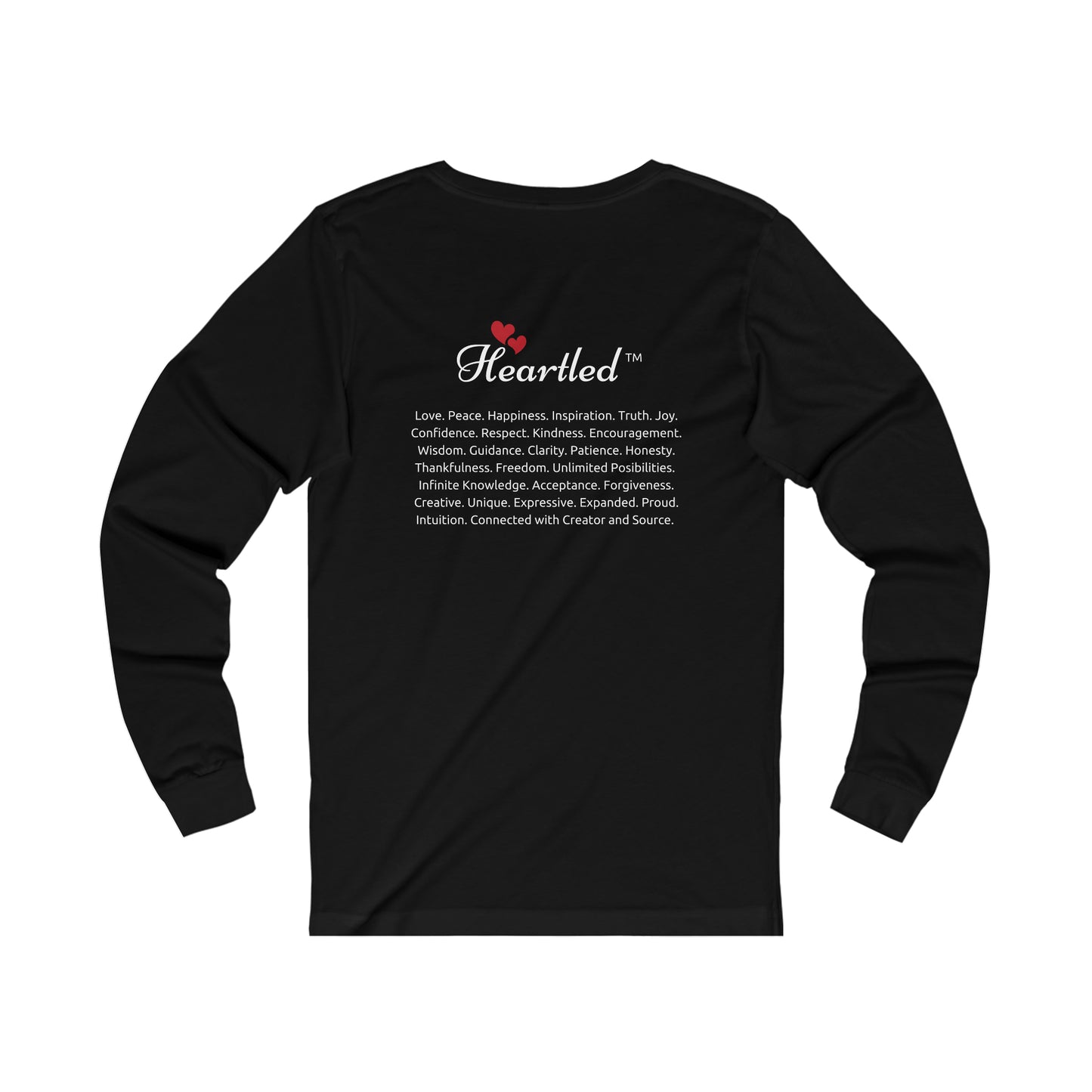 Unisex Jersey Long Sleeve Tee - (Front) Heartled Logo - (Back) Heartled Characteristics