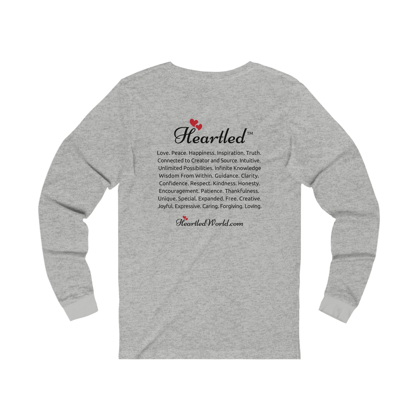 Unisex Jersey Long Sleeve Tee - (Front) Heartled Logo - (Back) Heartled Characteristics