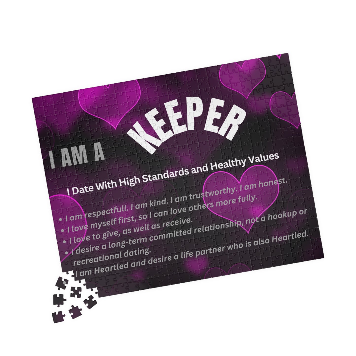 Puzzle - I Am a Keeper! On Purple Hearts (500-piece)