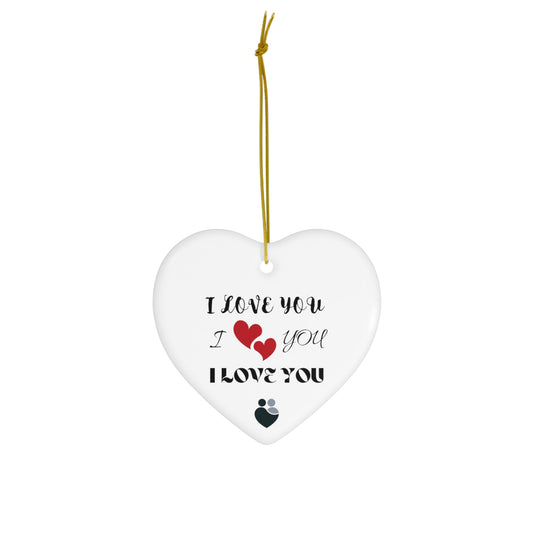 Not Only for Christmas Ceramic Ornament - Design #1 - I LOVE YOU X3